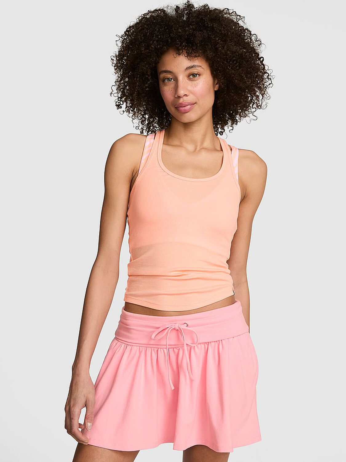vs Pink Relaxed Rib Boyfriend Tank Top Peach Tree 1 of 3 