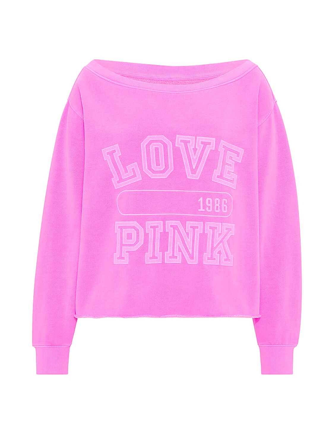 vs Pink Campus Fleece&trade; Rib Off-The-Shoulder Sweatshirt Pink Berry 3 of 3 