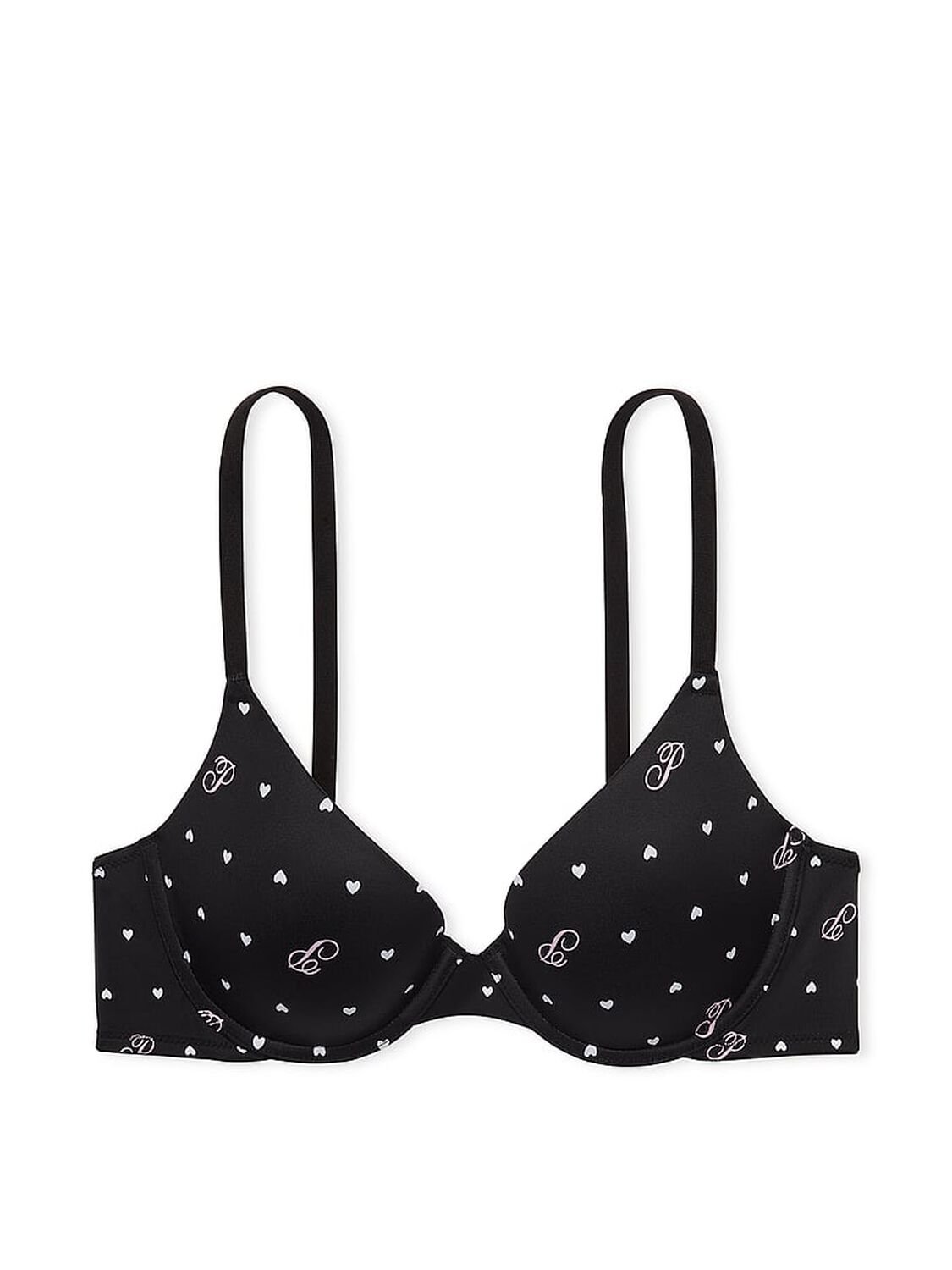 vs Pink Wear Everywhere Wear Everywhere Push-Up Bra Black Heart Script Print 3 of 3 