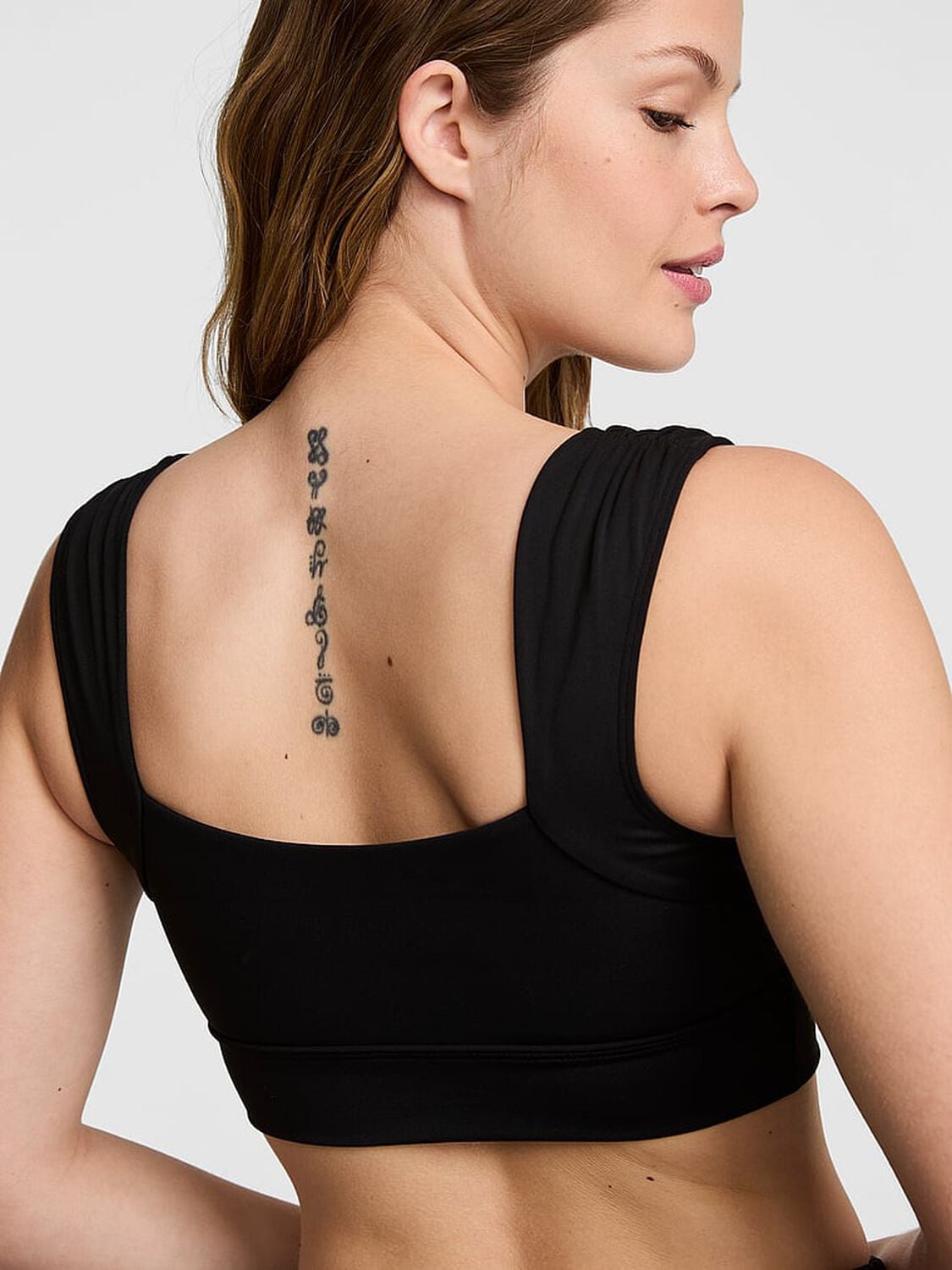 vs Pink PINK Relay&trade; Ruched Cropped Bra Tank Pure Black 2 of 2 