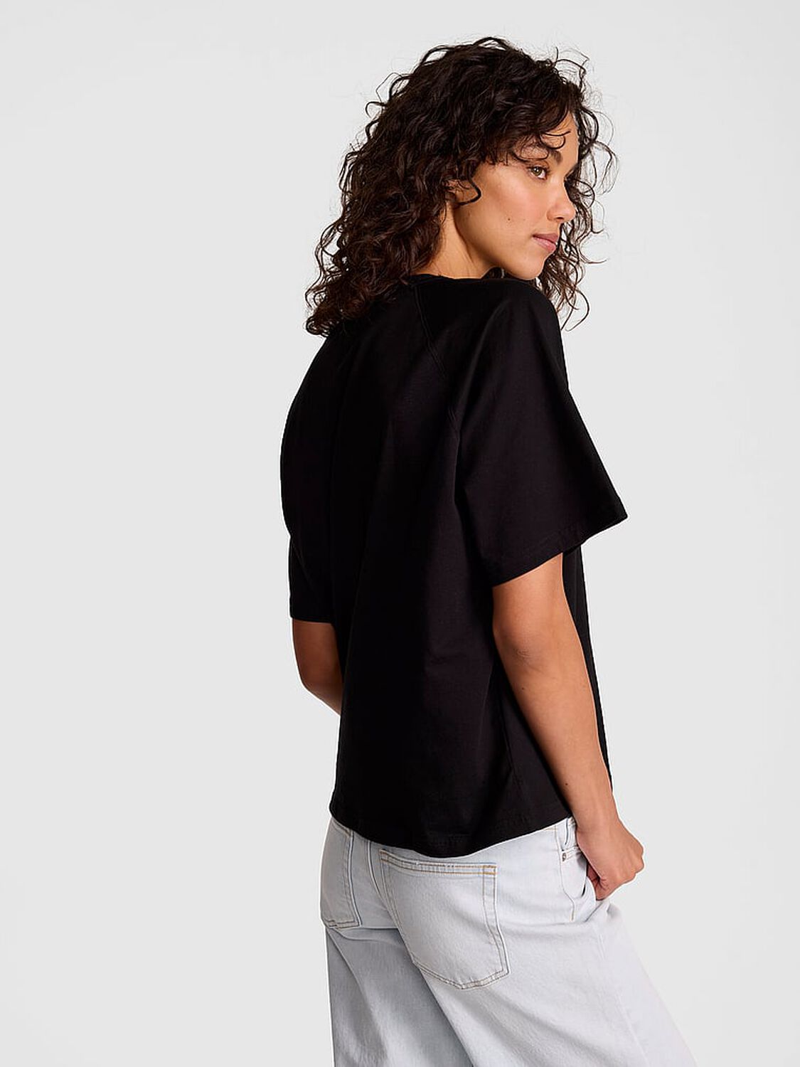 vs Pink Campus Cotton&trade; Raglan Tee Pure Black 2 of 3 