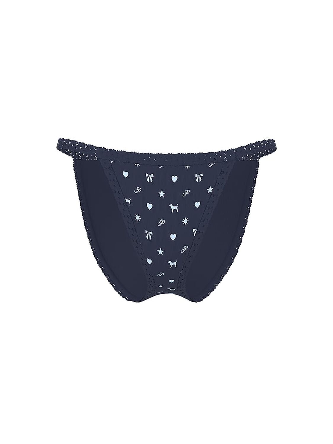 vs Pink Cotton Lace Trim String Bikini Panty Noir Navy Icon 3 of 3 