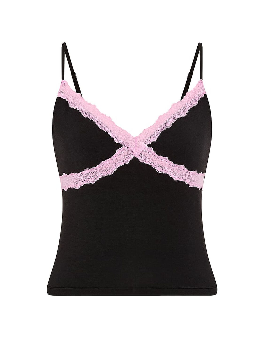 vs Pink Modal Lace-Trim Cami Black 3 of 3 
