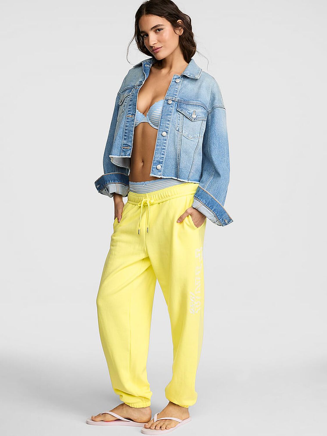 vs Pink Campus Fleece&trade; Sweatpants Pineapple Ice 1 of 2 