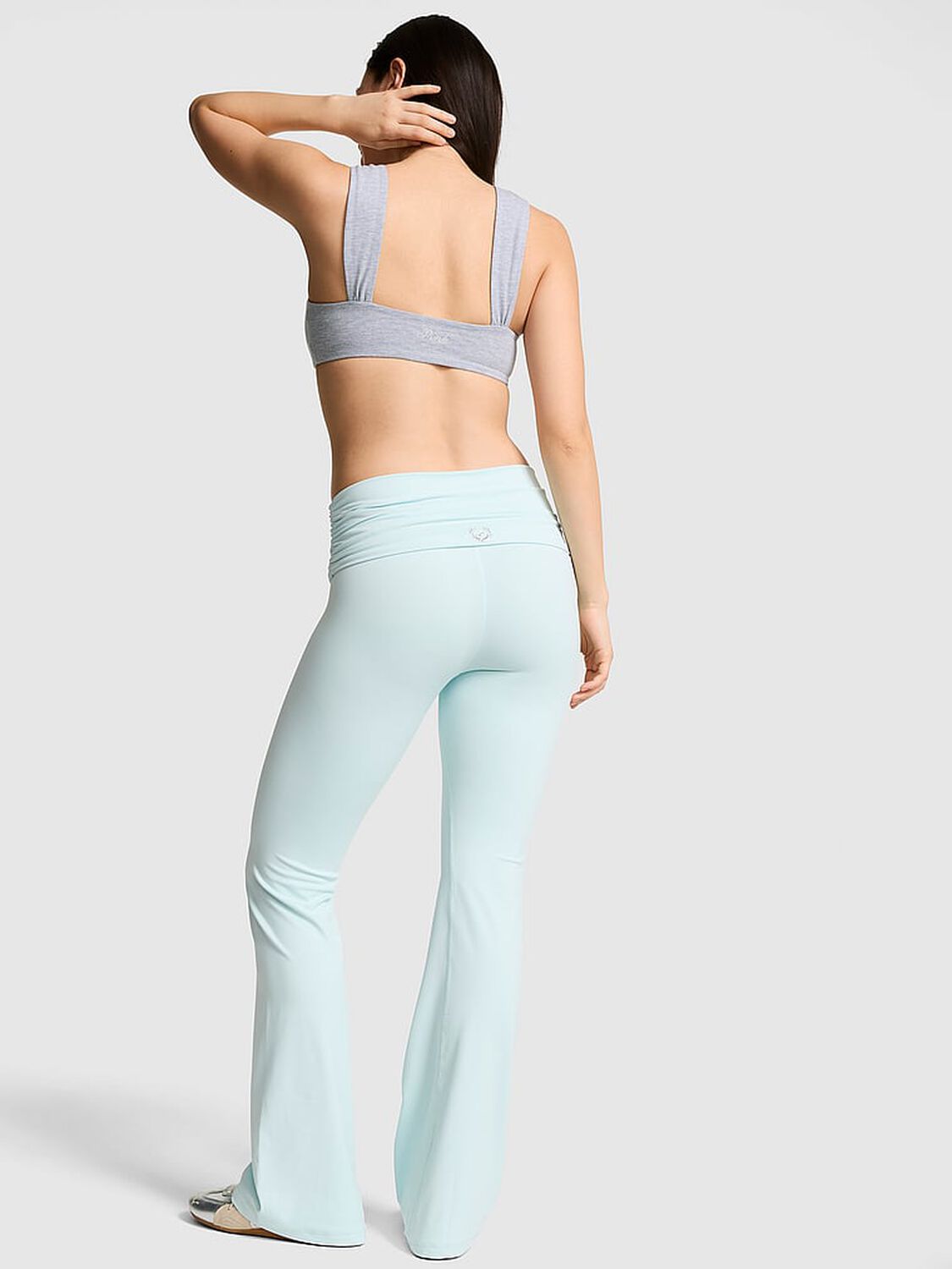 vs Pink PINK Relay&trade; Ruched Foldover Flare Leggings Spray Blue 2 of 3 