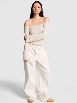 Side-Ruched Oﬀ-The-Shoulder Sweater