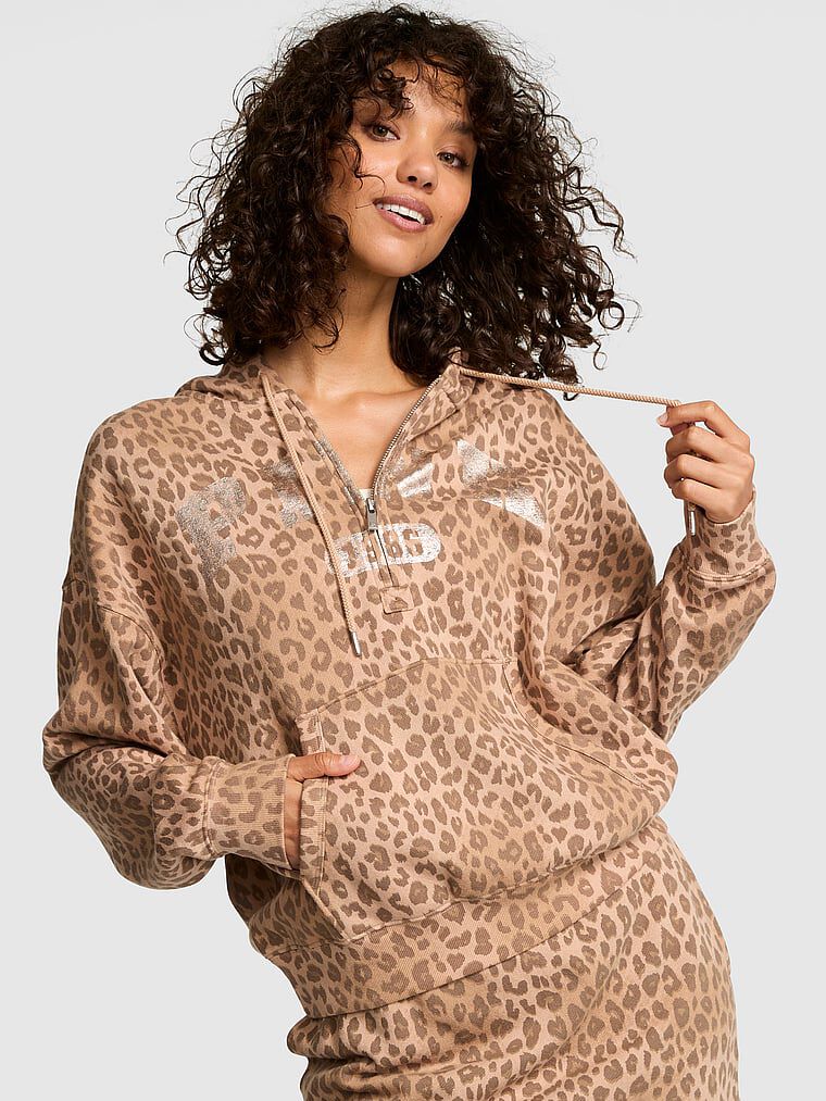 Campus Fleece™ Half-Zip Hoodie Leopard L | Victoria's Secret Australia