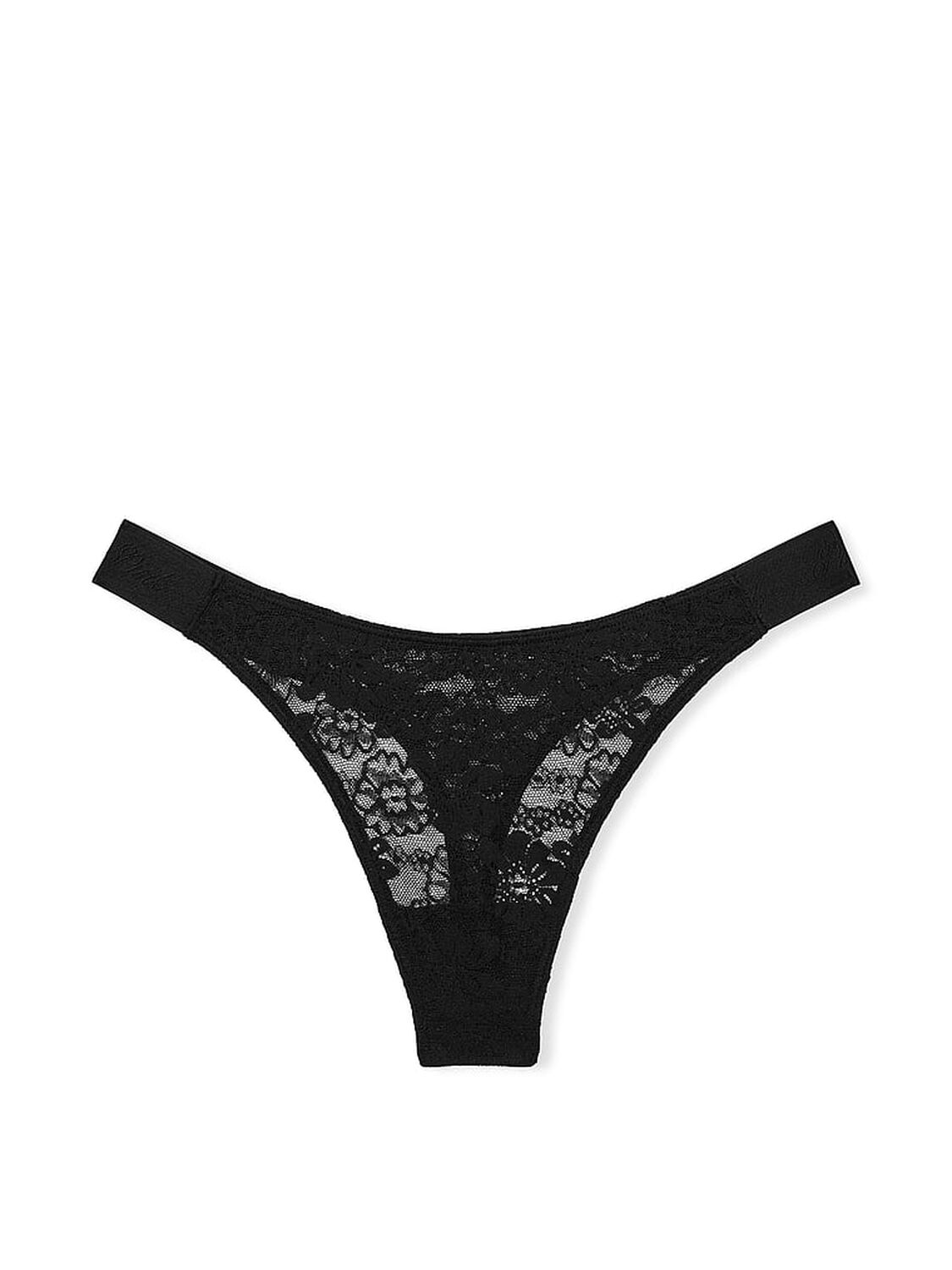 vs Pink No-Show Thong Panty Pure Black 3 of 3 
