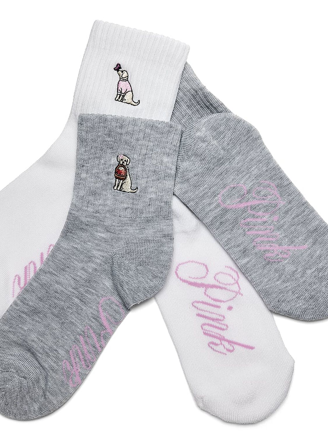 vs Pink 2-Pack Quarter Socks White/Medium Heather Grey 2 of 2 