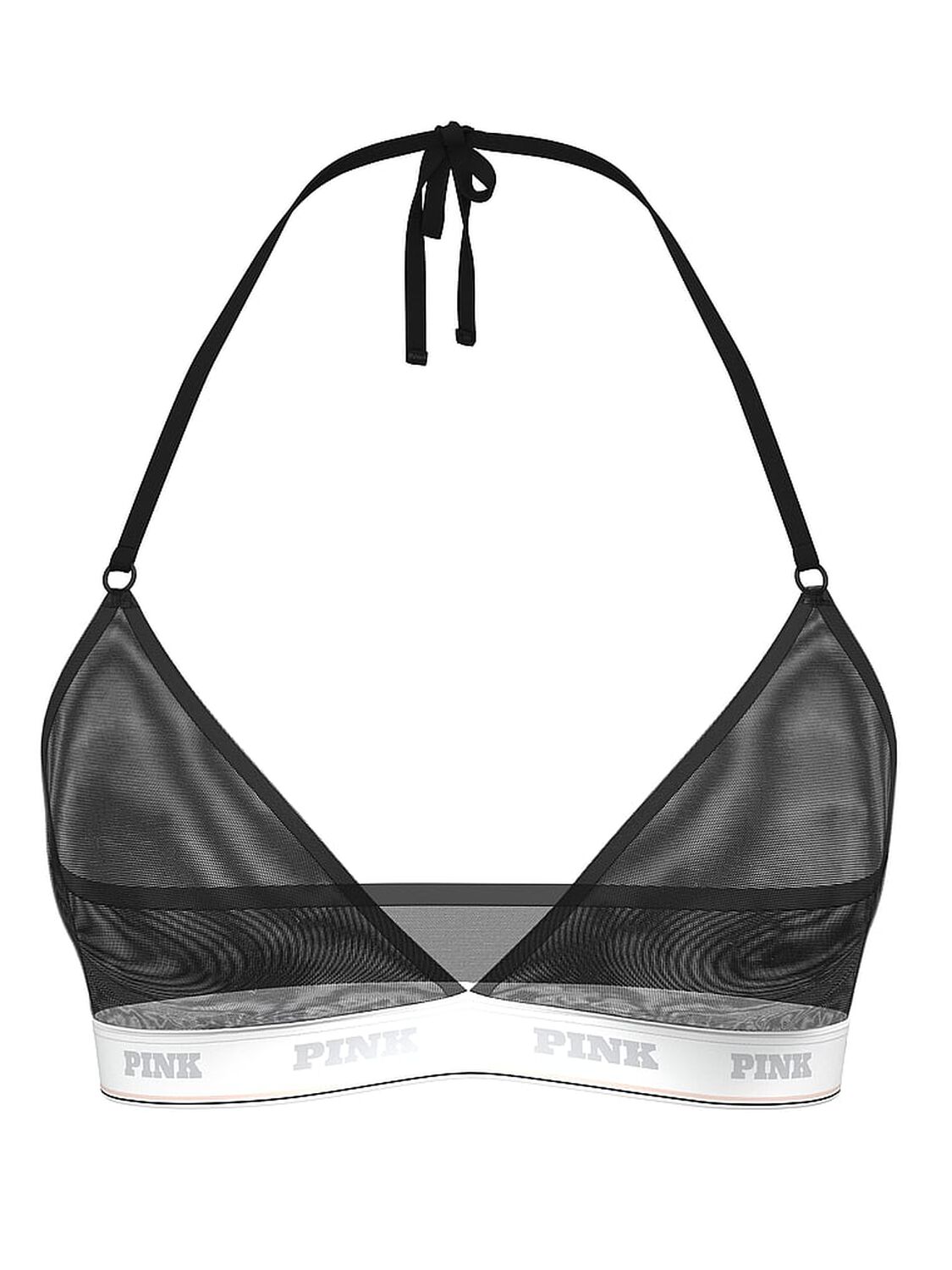 vs Pink Bralettes & Bra Tops Logo Mesh Halter Triangle Bralette Black 3 of 3 