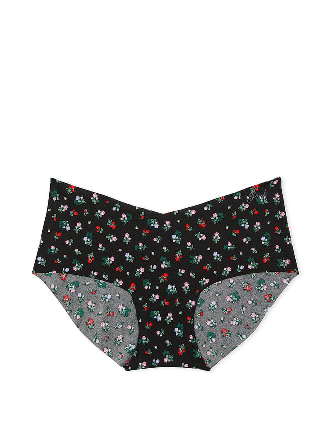 vs Pink No-Show Hiphugger Panty Pure Black Floral Print 3 of 3 