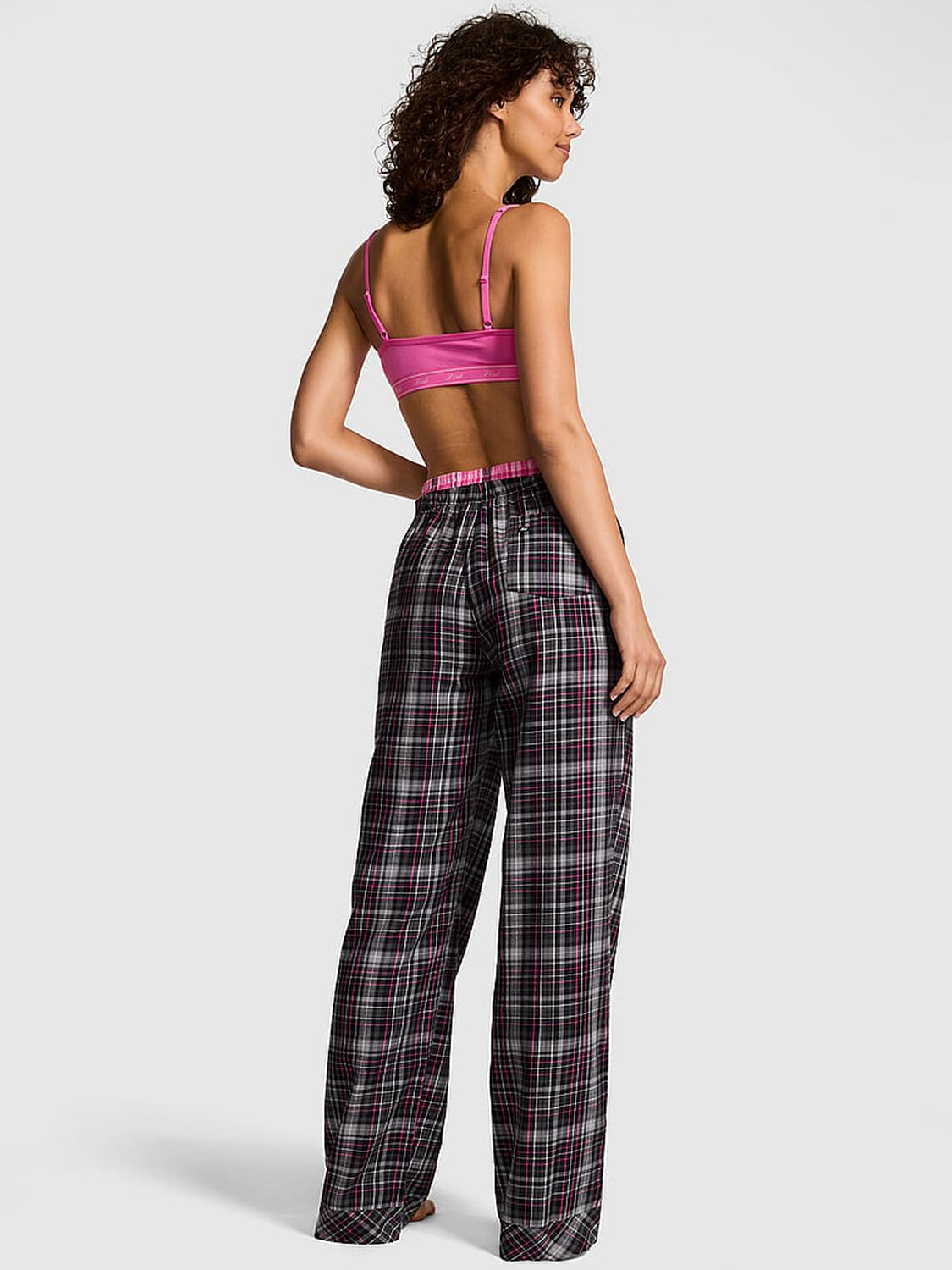 vs Pink Boyfriend Flannel Sleep Pants Black Plaid 2 of 3 