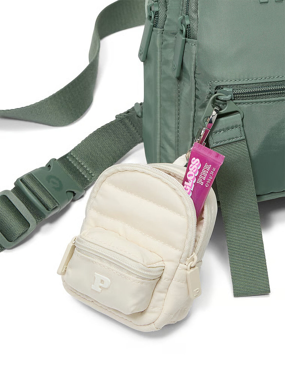 vs Pink Mini Backpack Keychain Charm White Shell 3 of 3