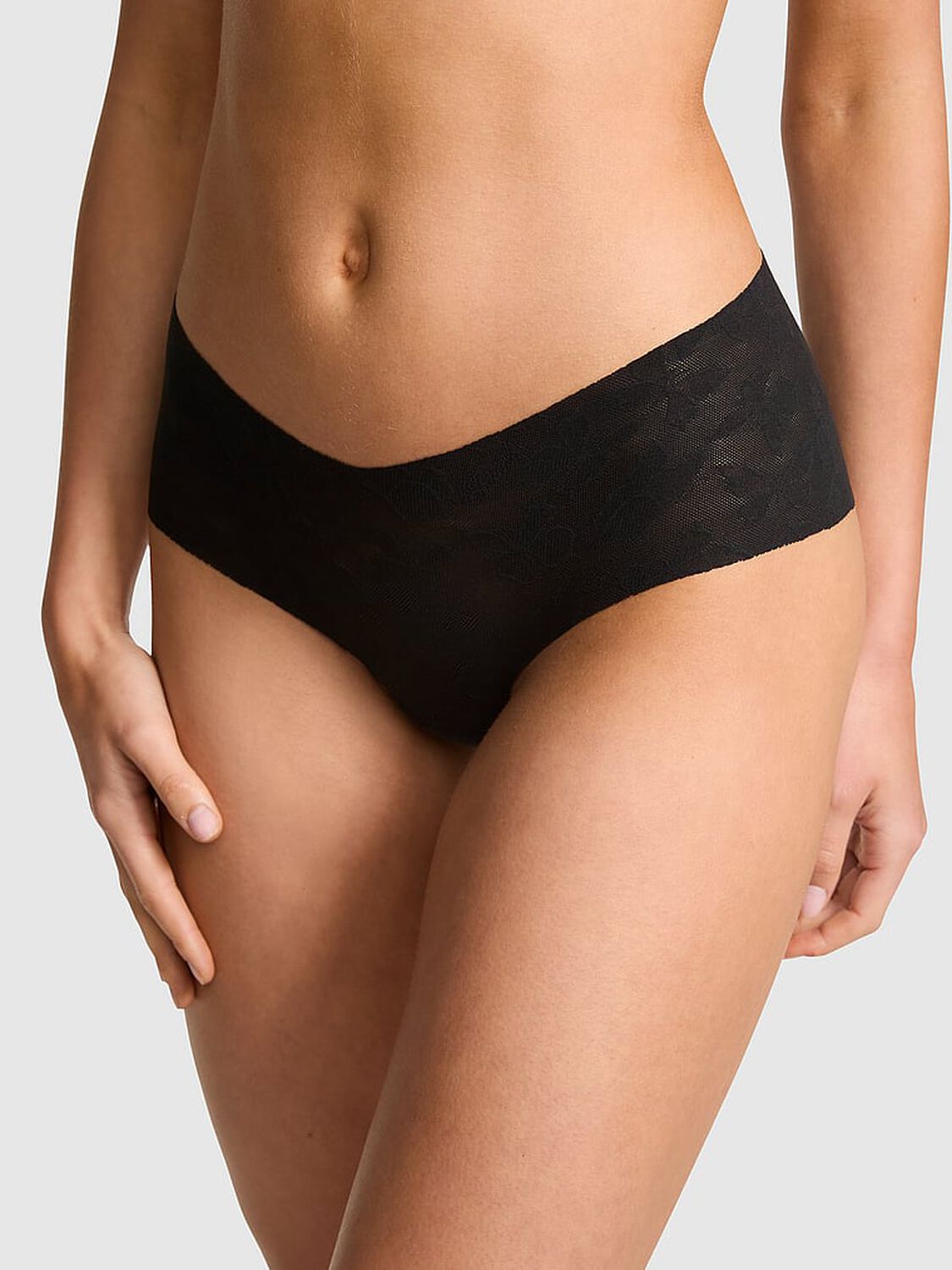 vs Pink No-Show Cheeky Panty Black 1 of 3 
