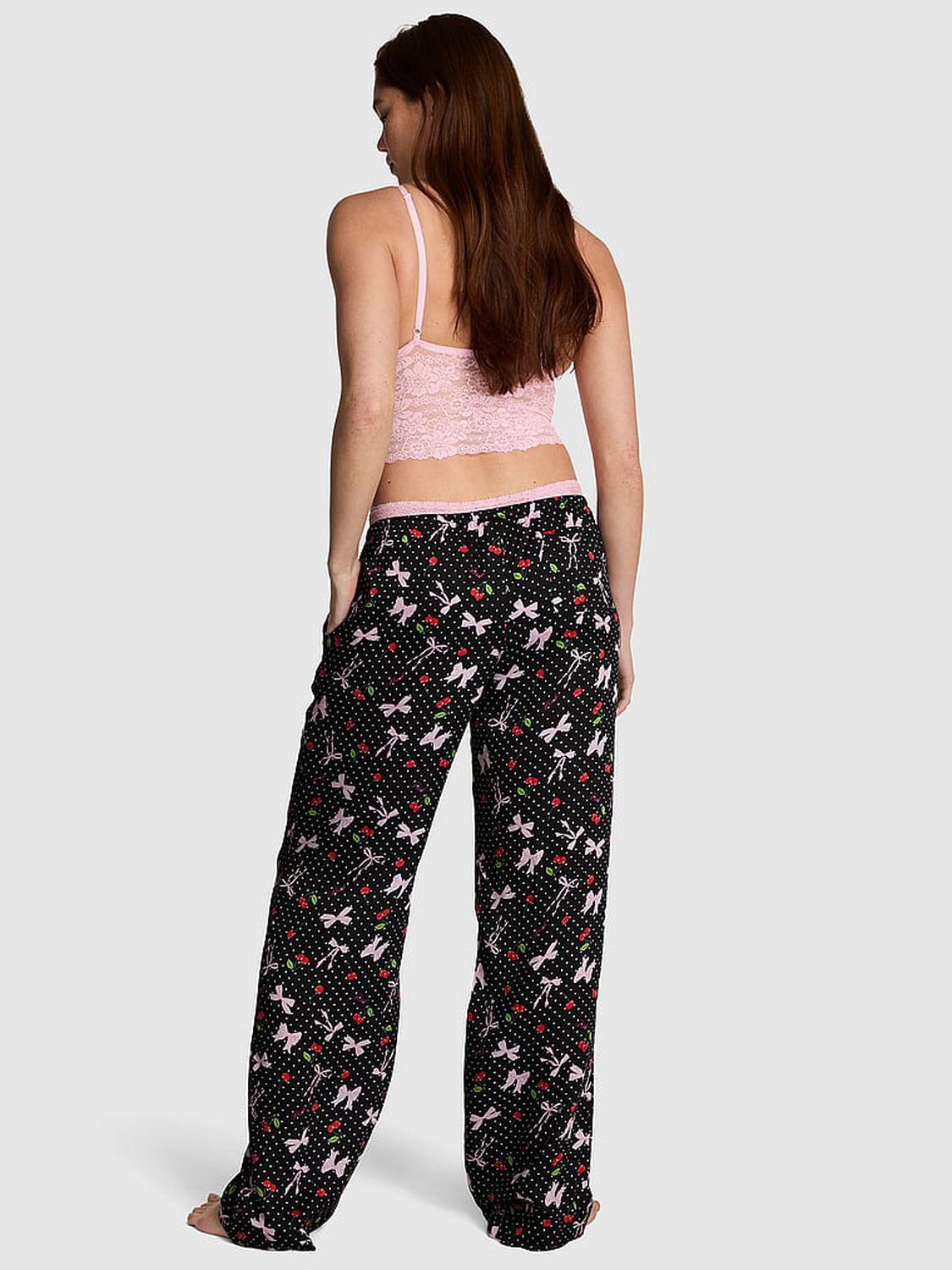 vs Pink Sweet Dreams Pajama Pants Black Dots With Cherry & Bow Print 2 of 3 