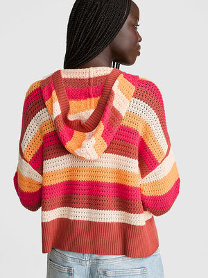 Crochet V-Neck Hoodie