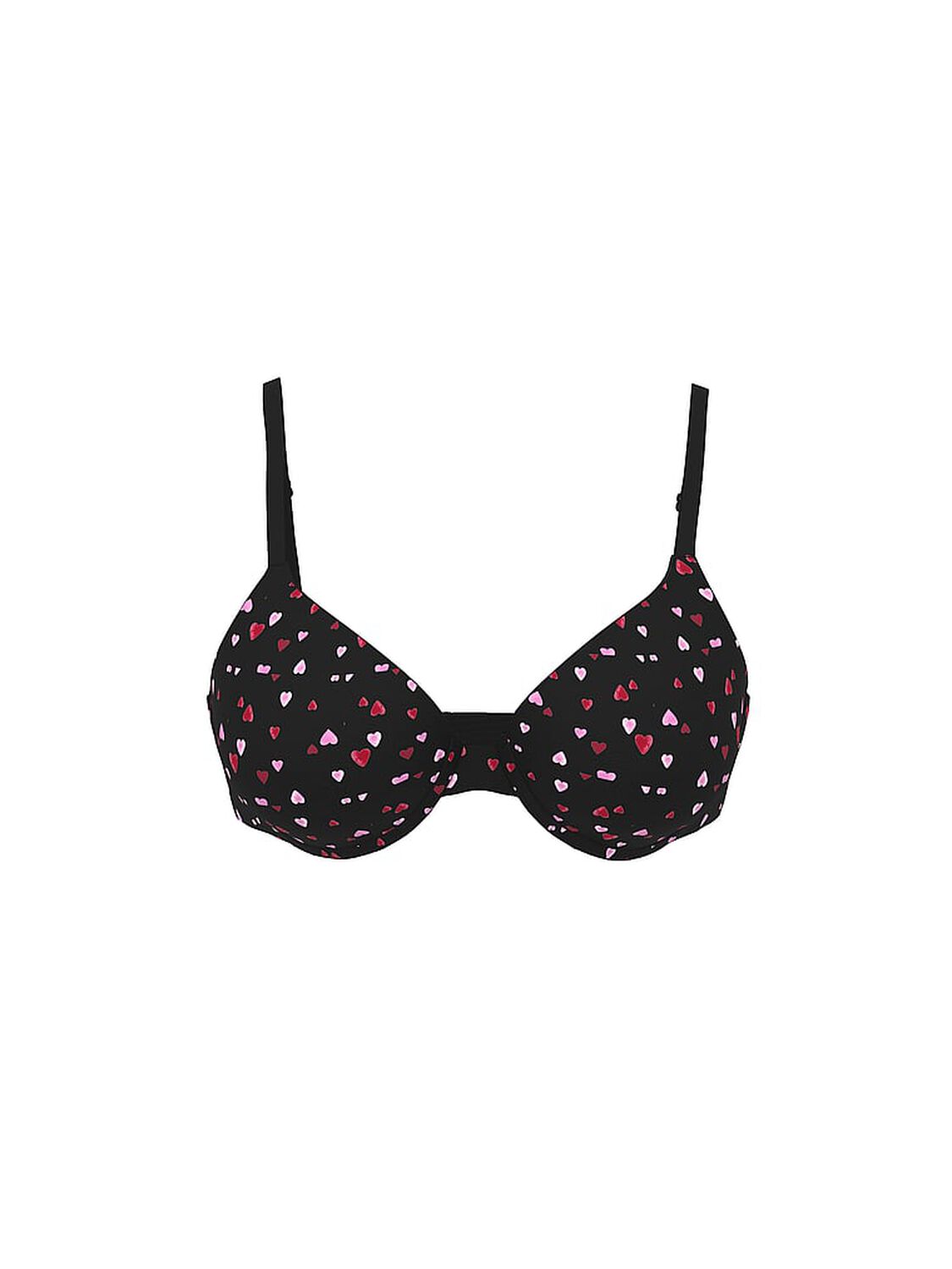 vs Pink Wear Everywhere Wear Everywhere Lightly Lined Full Coverage T-Shirt Bra Black Heart Print 3 of 3 