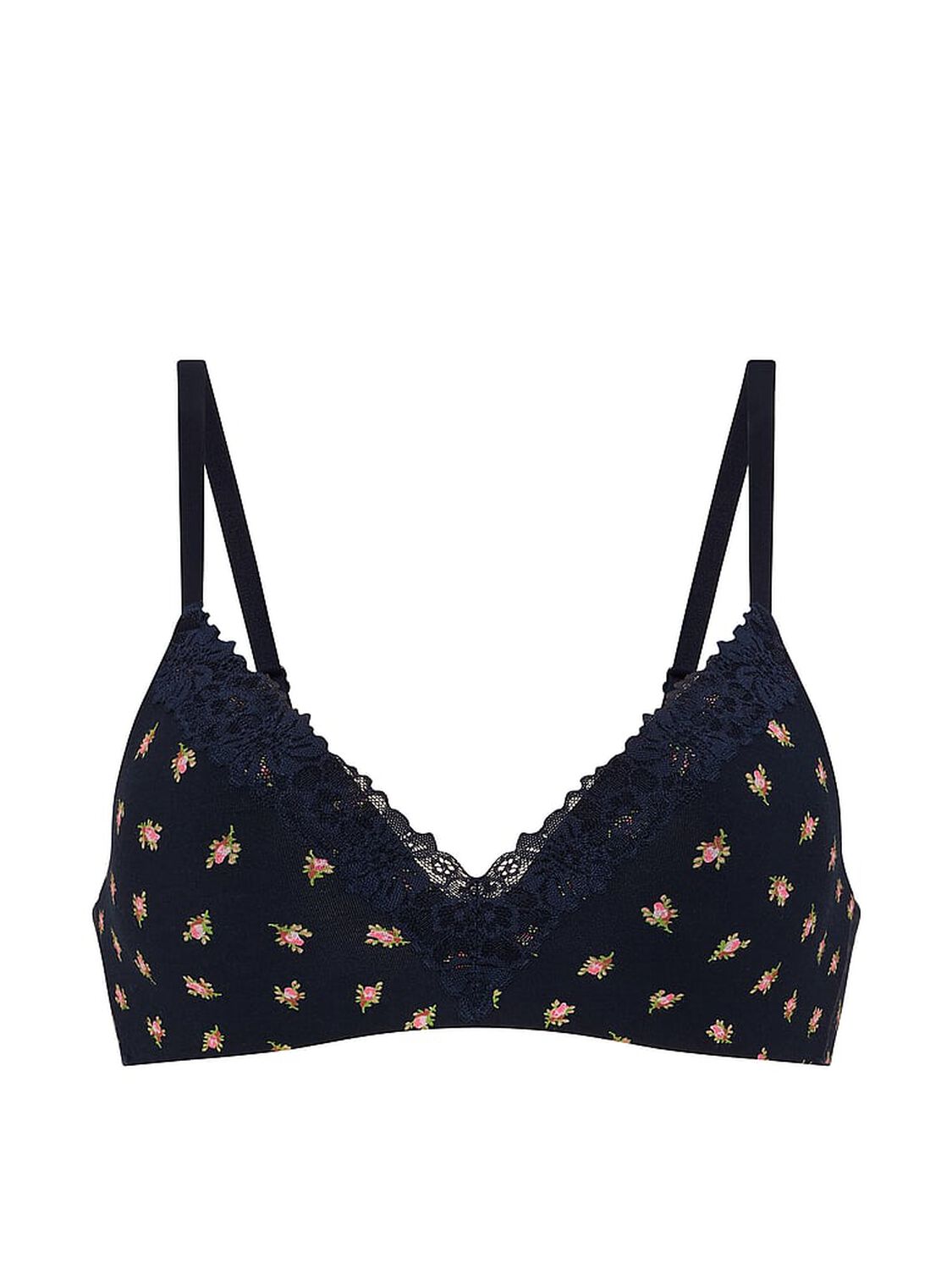 vs Pink Wear Everywhere&trade; Lightly Lined Wireless Bra Noir Navy Rose Print 3 of 3 