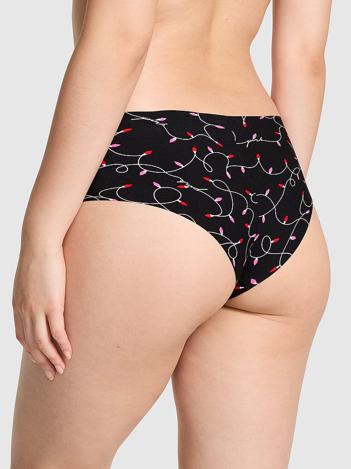 vs Pink No-Show Cheeky Panty Black Lights Print 2 of 2 