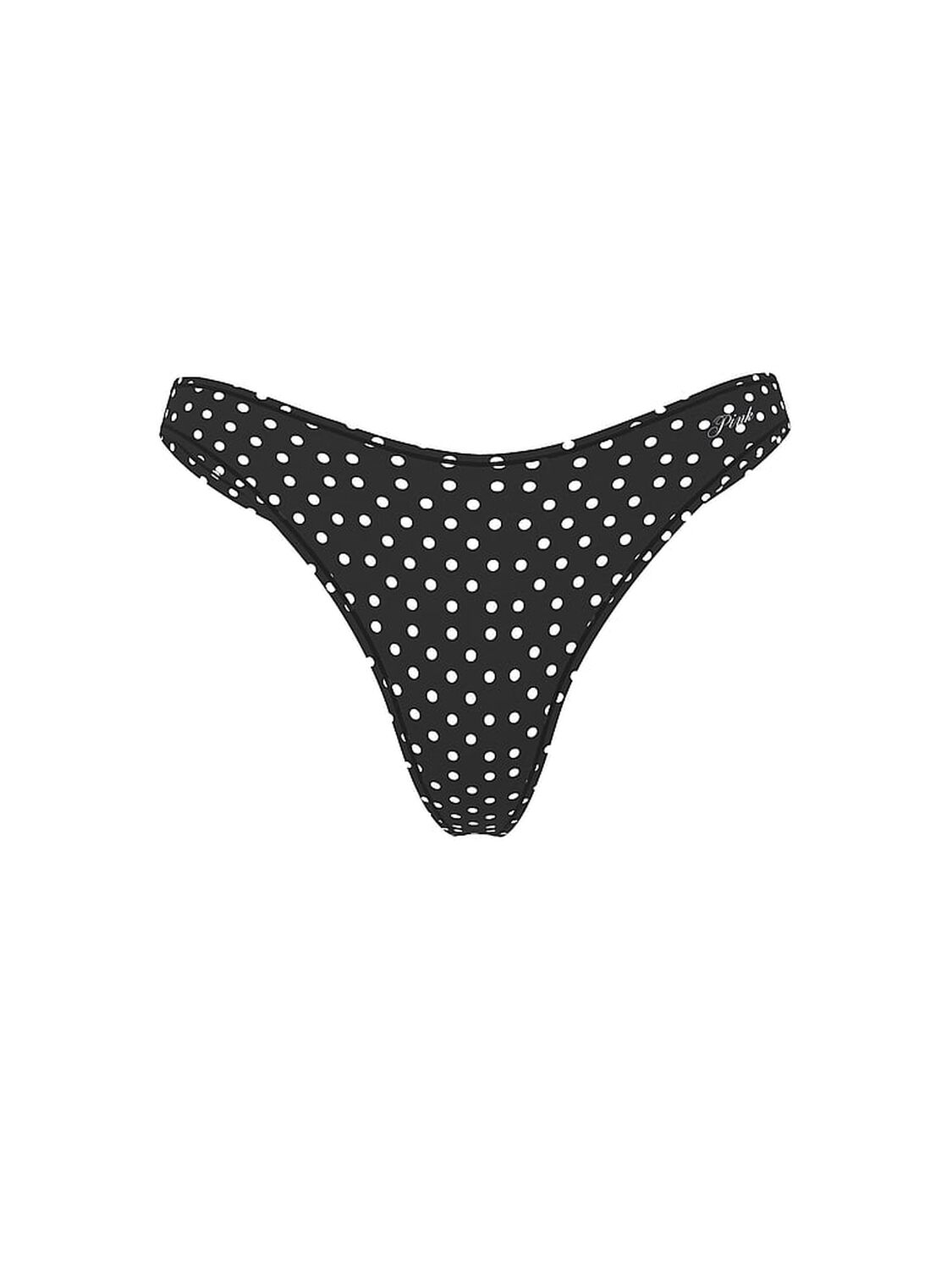 vs Pink Cotton High-Leg Thong Panty Black White Dot Print 3 of 3 