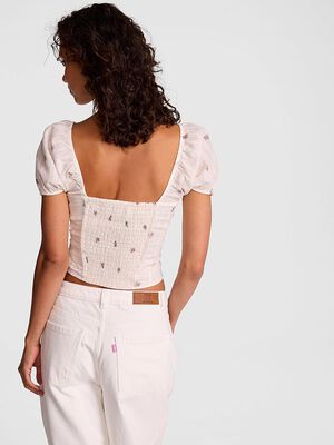 Puff-Sleeve Corset Top