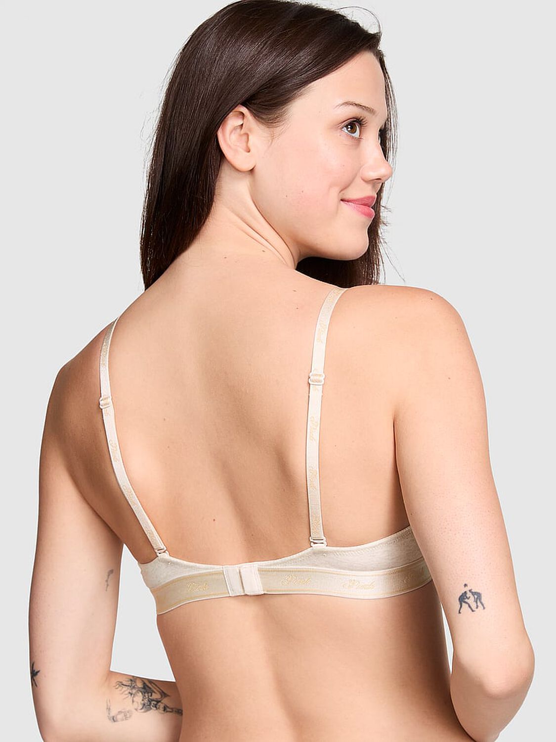 vs Pink Wear Everywhere Wear Everywhere Lightly Lined Wireless Bra Natural Heather 2 of 3 