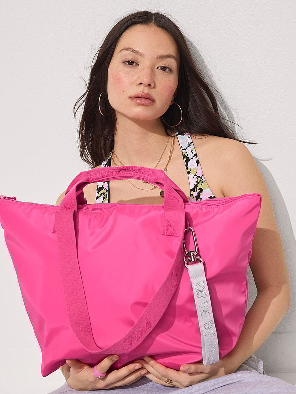 vs Pink Nylon Tote Bag Pink Twirl 4 of 4 