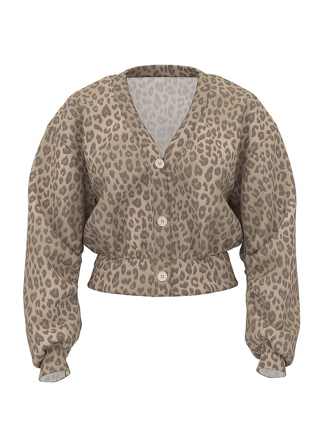 vs Pink Ivy Fleece Cropped Cardigan Leopard 3 of 3 