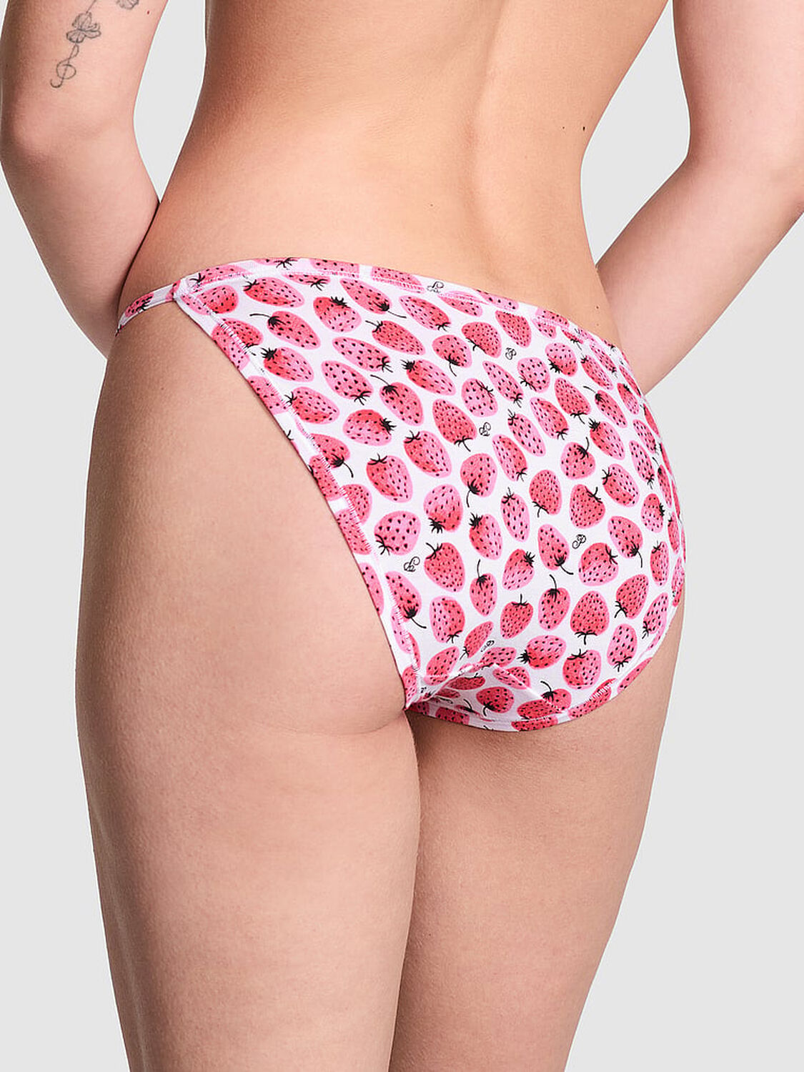 vs Pink Cotton String Bikini Panty Optic White Strawberry Print 2 of 3 