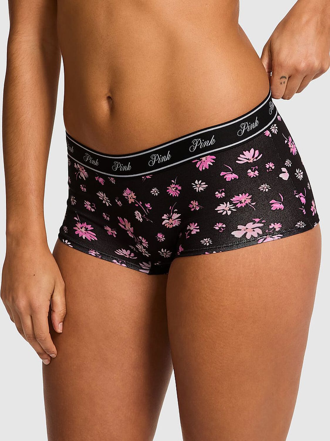 vs Pink Logo Cotton Shine Boyshort Panty 1 of 3 