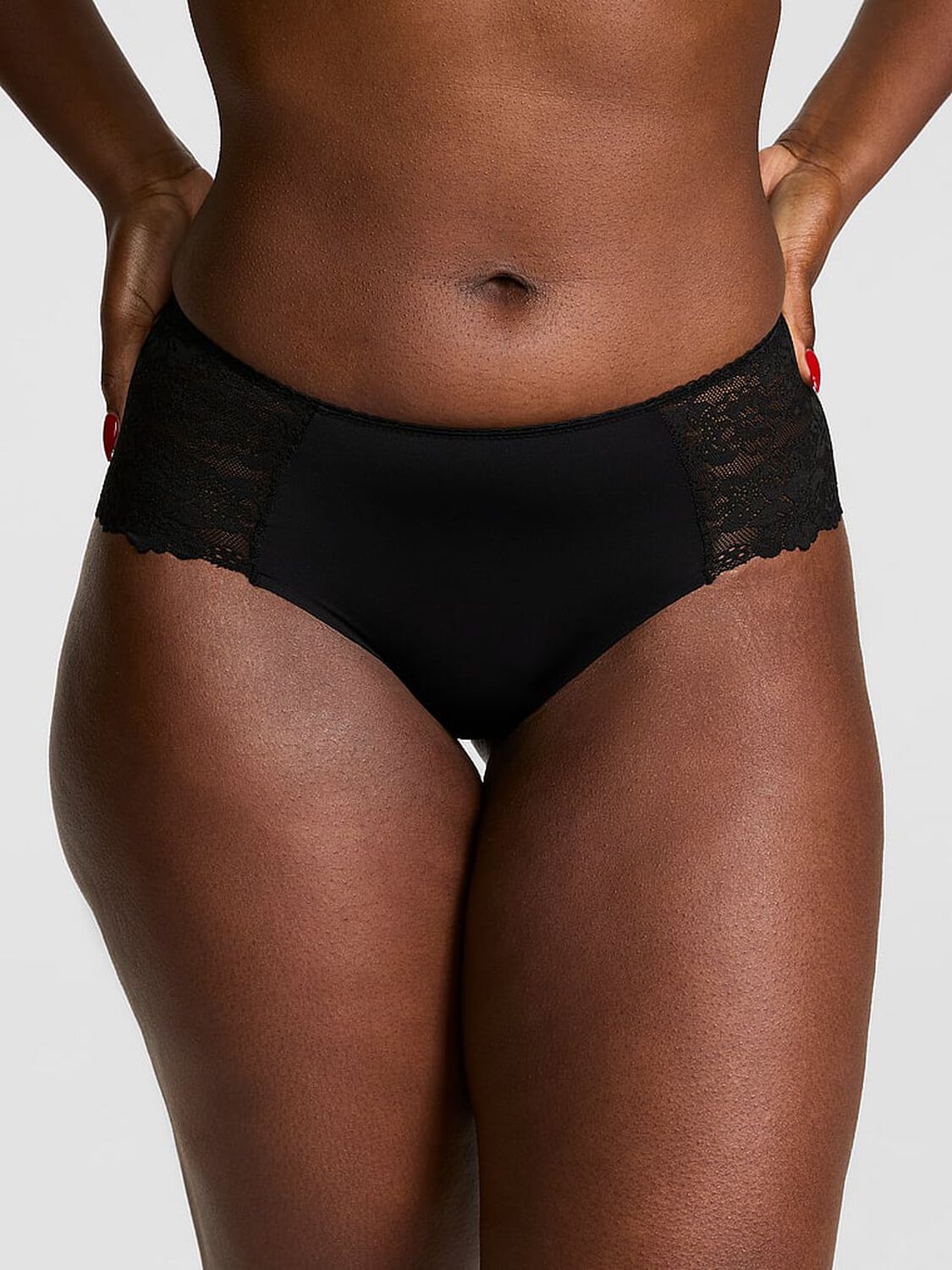 vs Pink No-Show Cheeky Panty Black 1 of 3 