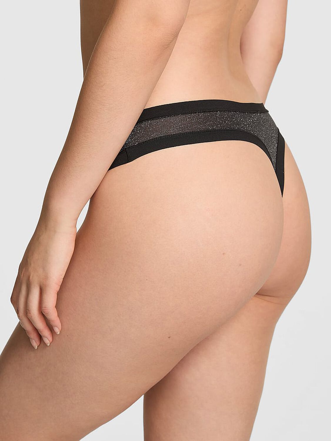vs Pink No-Show Thong Panty Black 2 of 2 