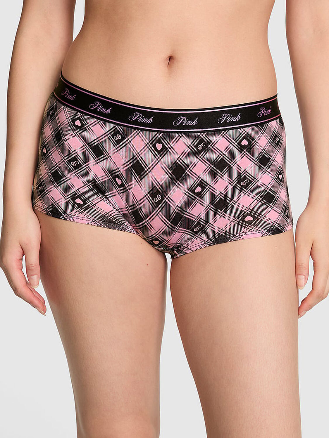 vs Pink Logo Cotton Boyshort Panty Print 1 of 3 