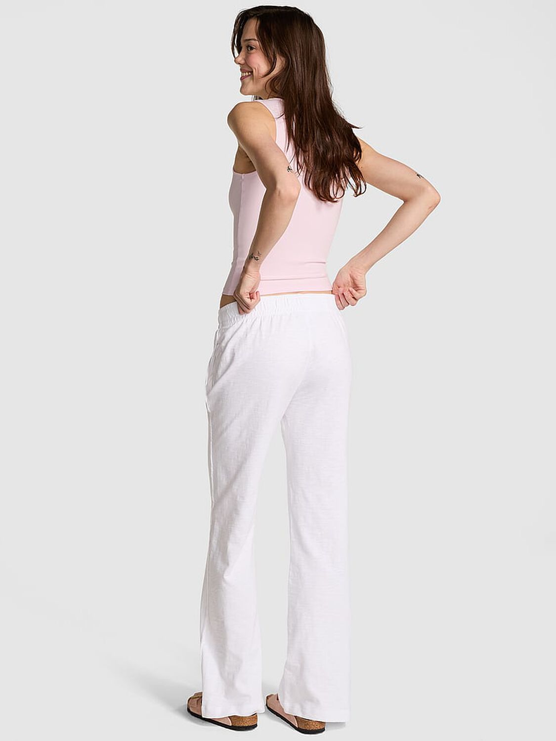 vs Pink Lightweight Lounge Flare Pants Vs White 2 of 2 