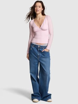 Base Stretch Ruched Long-Sleeve Tee
