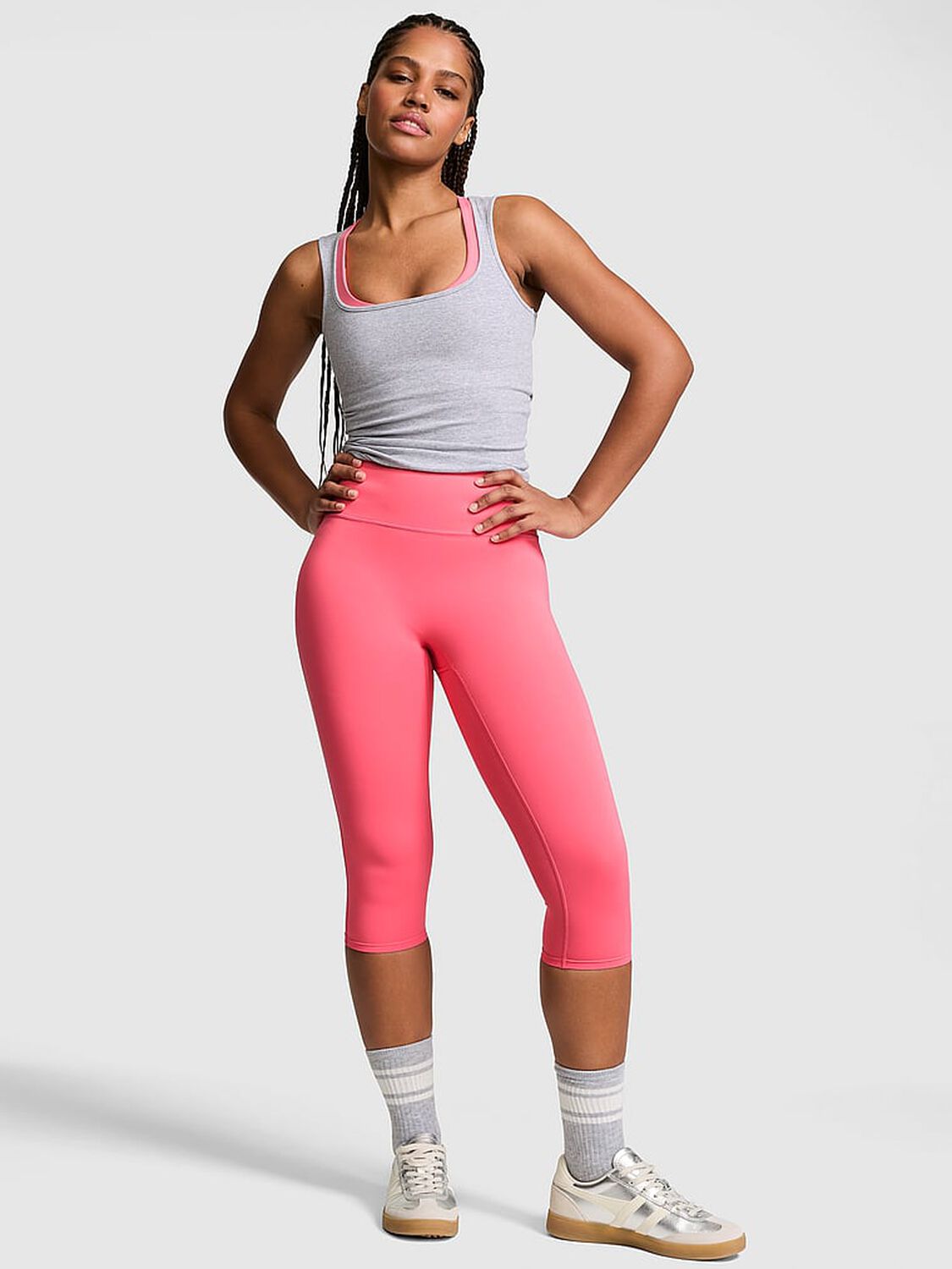 vs Pink PINK Relay&trade; Capri Leggings Vivid Pink 1 of 3 
