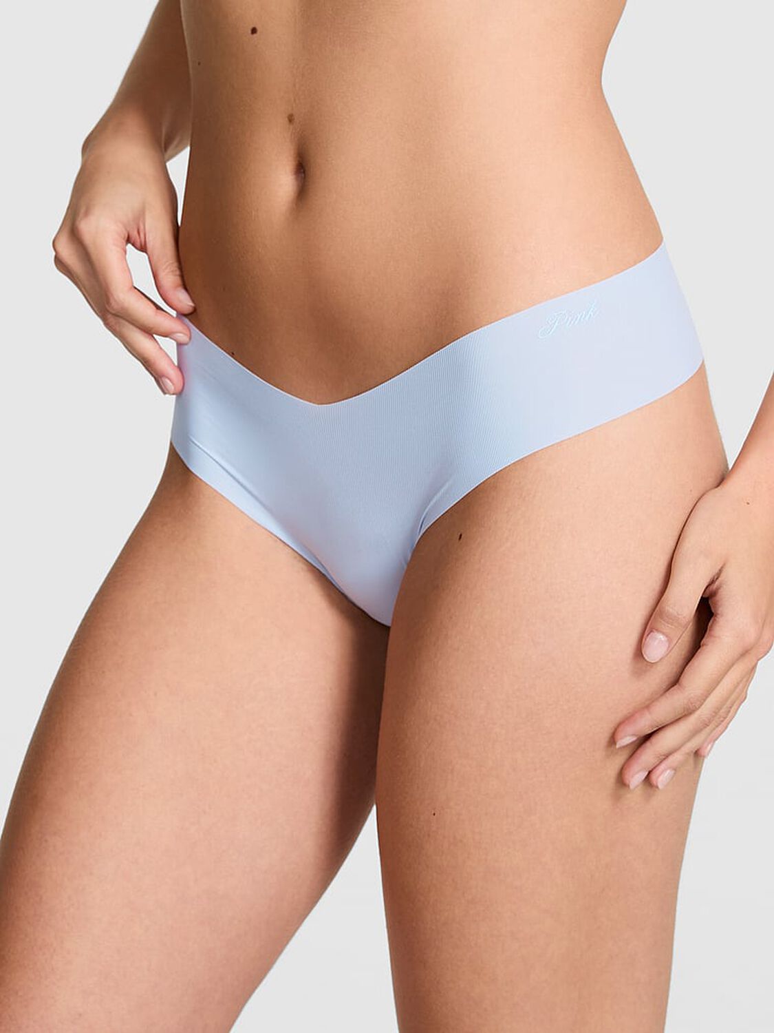 vs Pink No-Show Thong Panty Icy Blue 1 of 3 