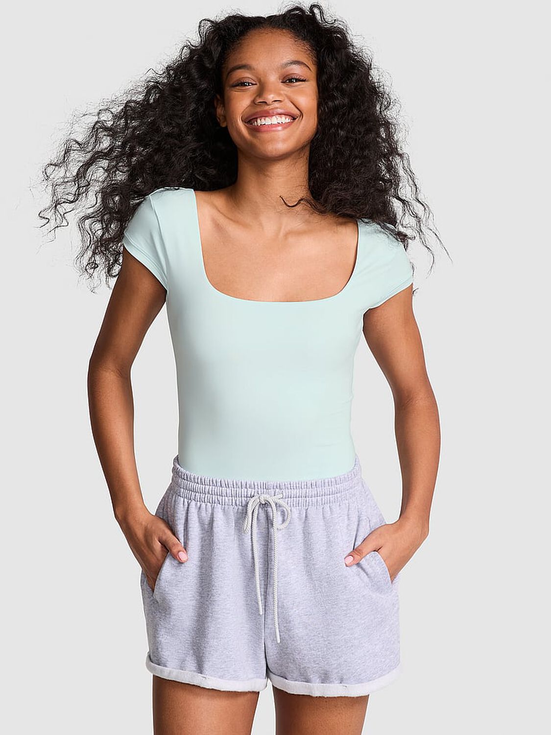 vs Pink Base Stretch Cap-Sleeve Tee Bliss 1 of 3 