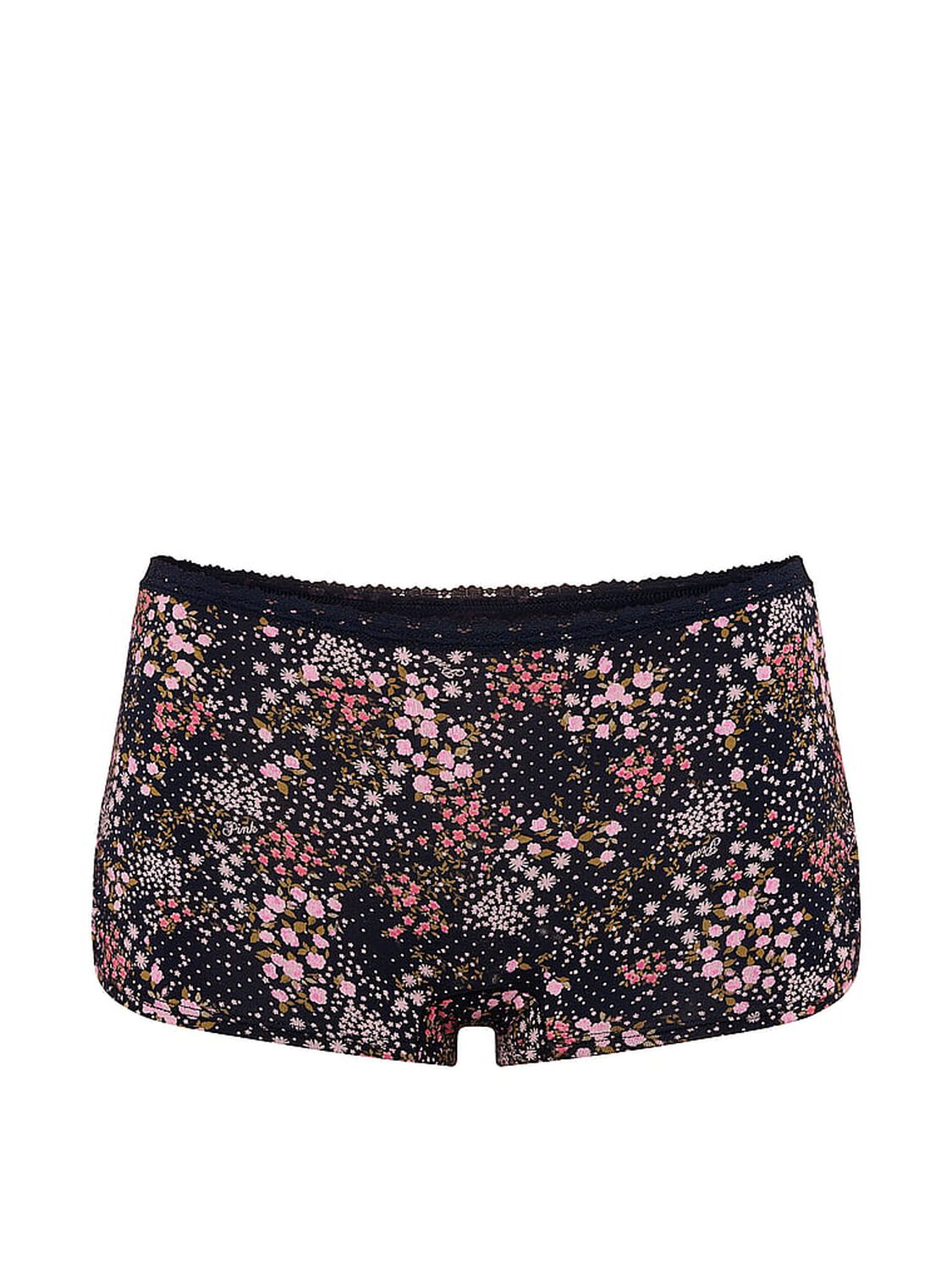 vs Pink Cotton Dorm Boyshort Panty Noir Navy Floral Print 3 of 3 