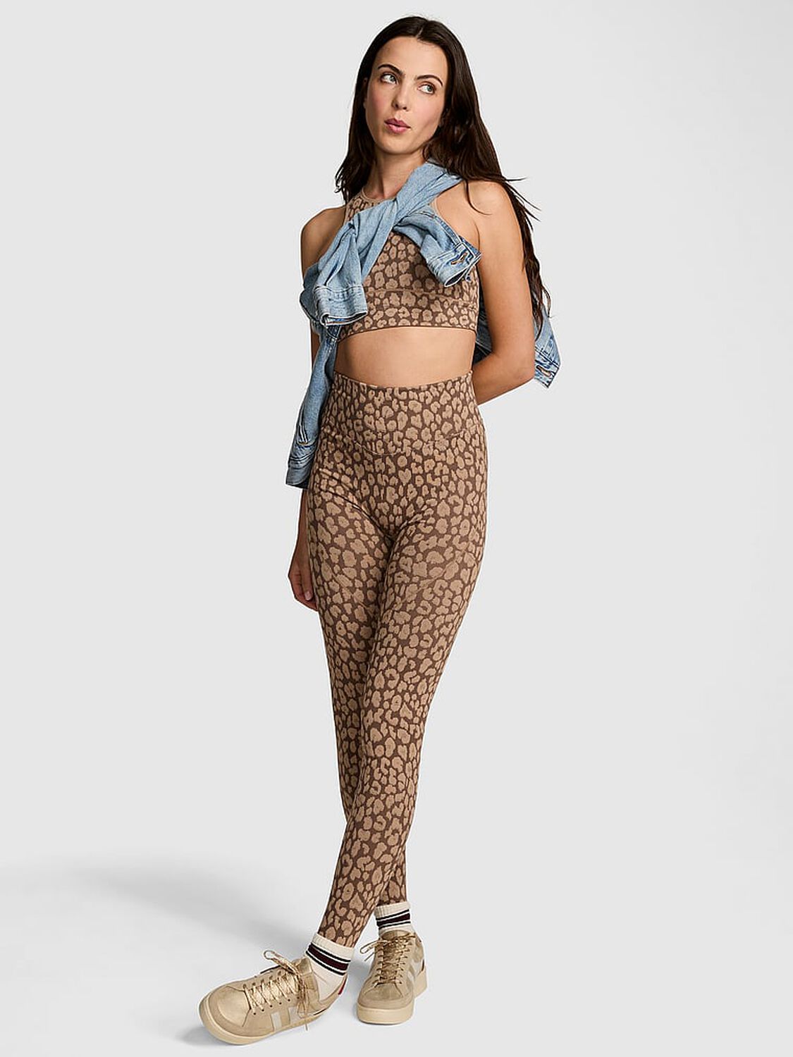 vs Pink Seamless Contour Leggings Natural Leopard Print 1 of 3 