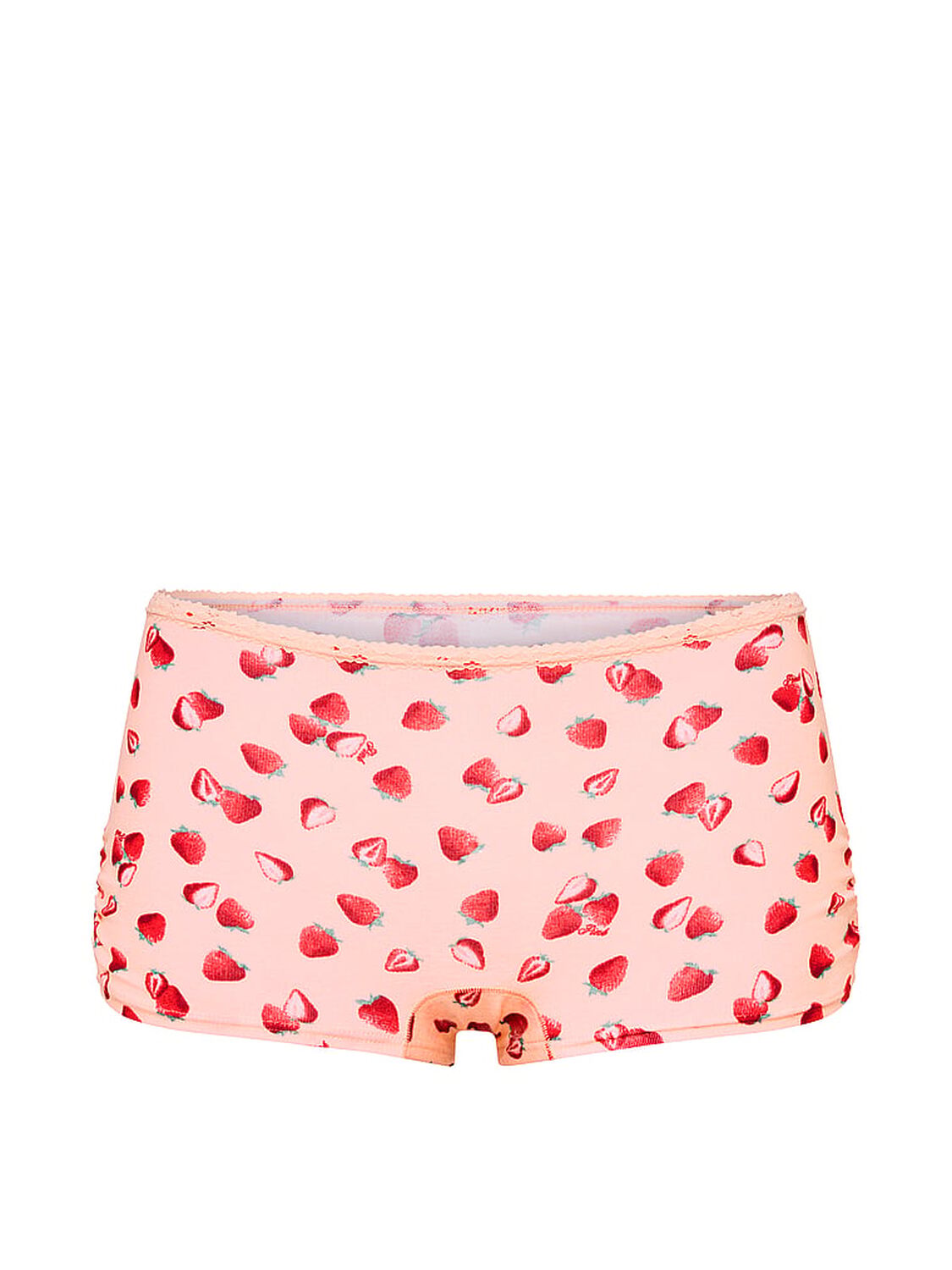 vs Pink Cotton Dorm Boyshort Panty Peach Tree Strawberry Print 3 of 3 
