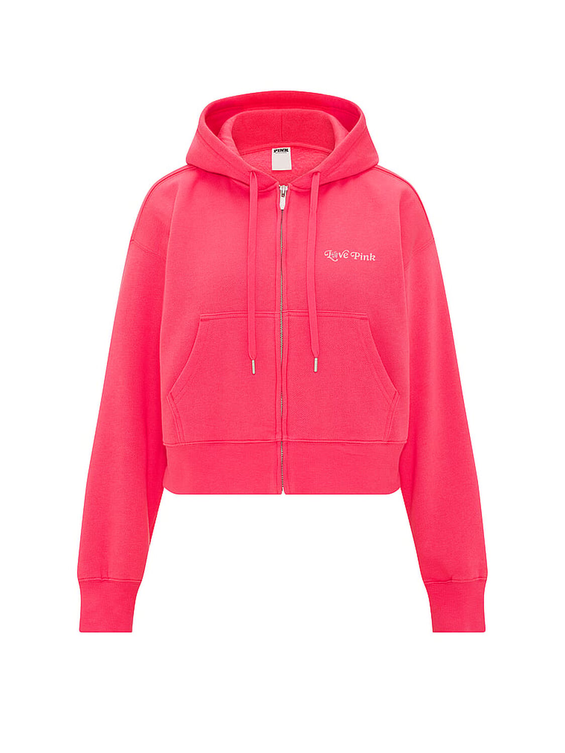 vs Pink Campus Fleece&trade; Shrunken Full-Zip Hoodie Candy Pink Sunset 3 of 4 