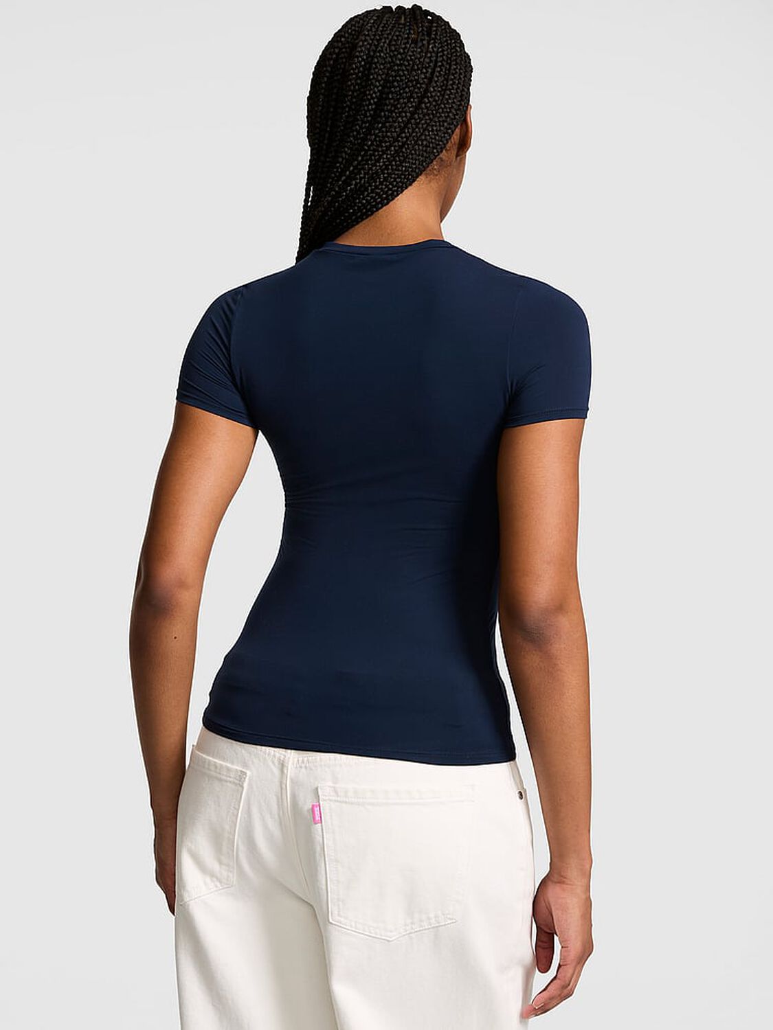 vs Pink PINK Base Stretch&trade; Short-Sleeve Tee Noir Navy 2 of 3 