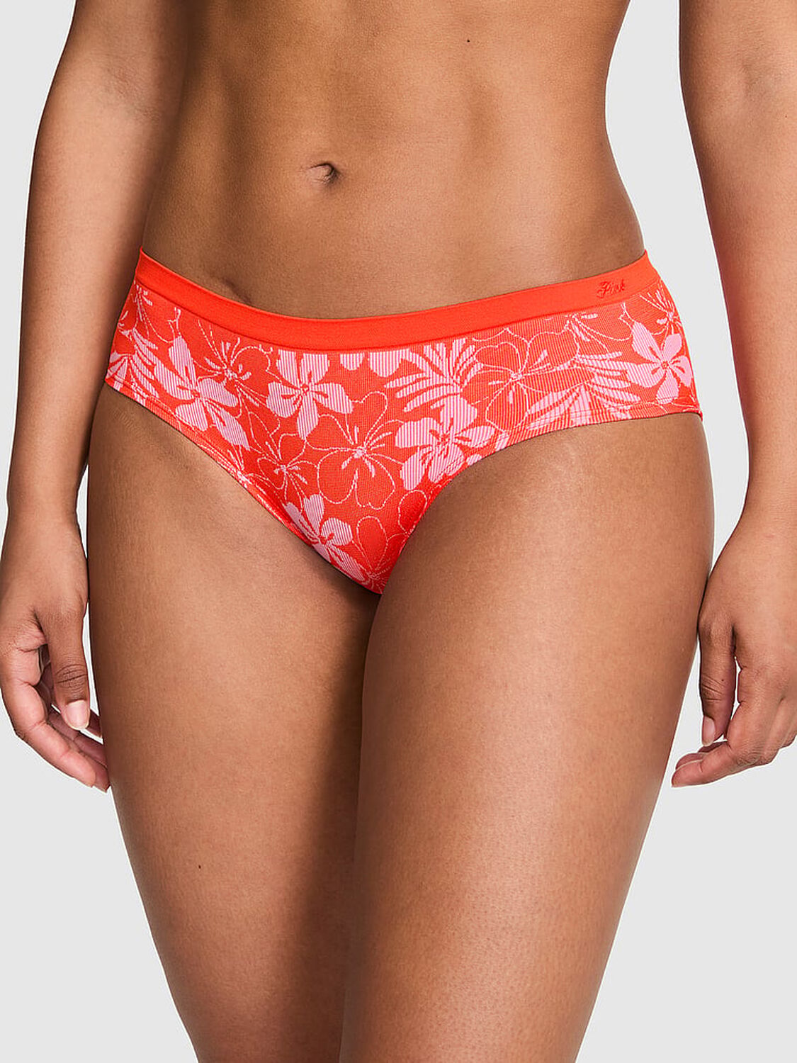 vs Pink Seamless Hiphugger Panty Guard Red Hibiscus Print 1 of 3 