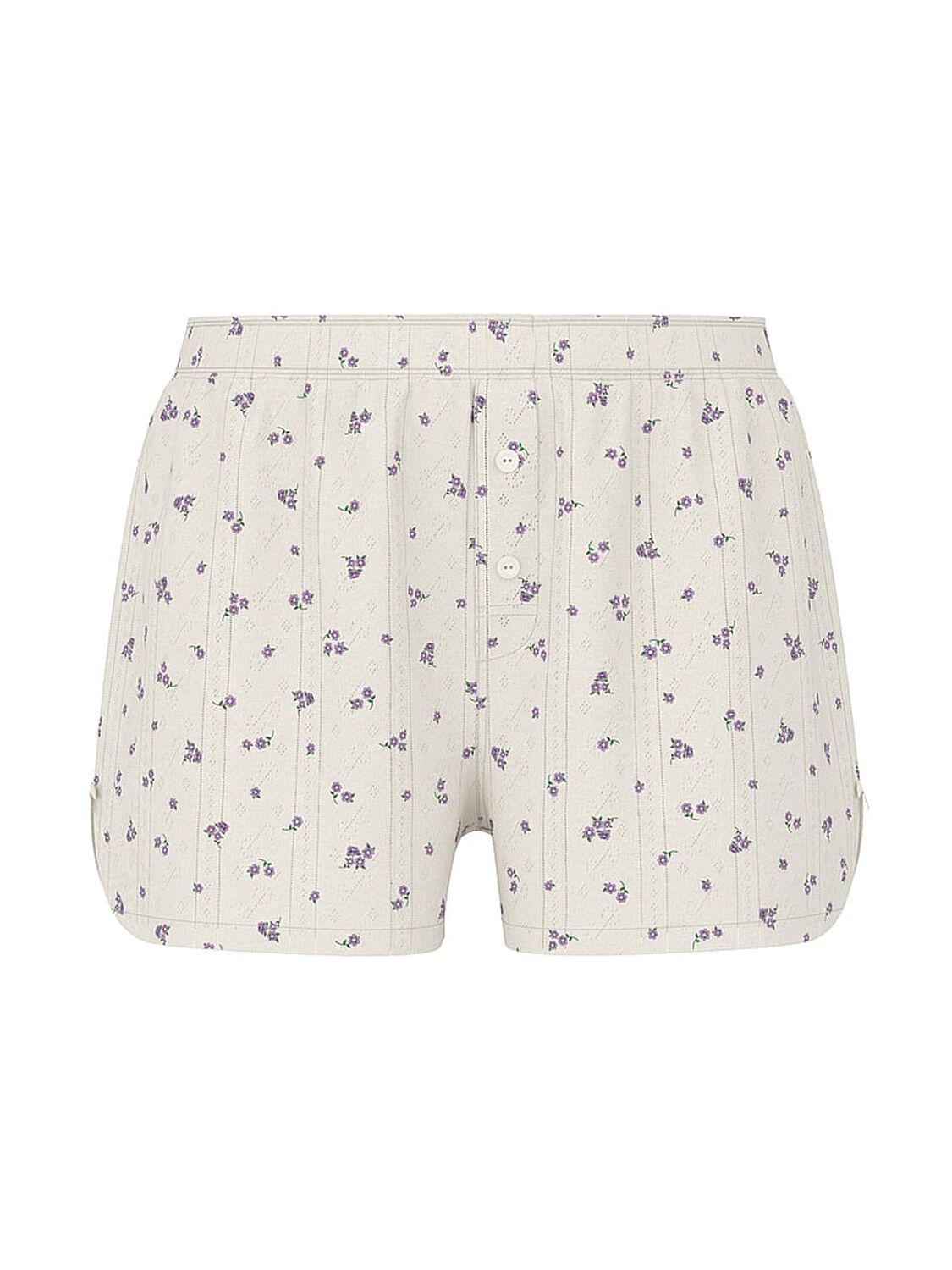 vs Pink Pointelle Bow Boxer Shorts Winter White Ditsy Floral 3 of 4 