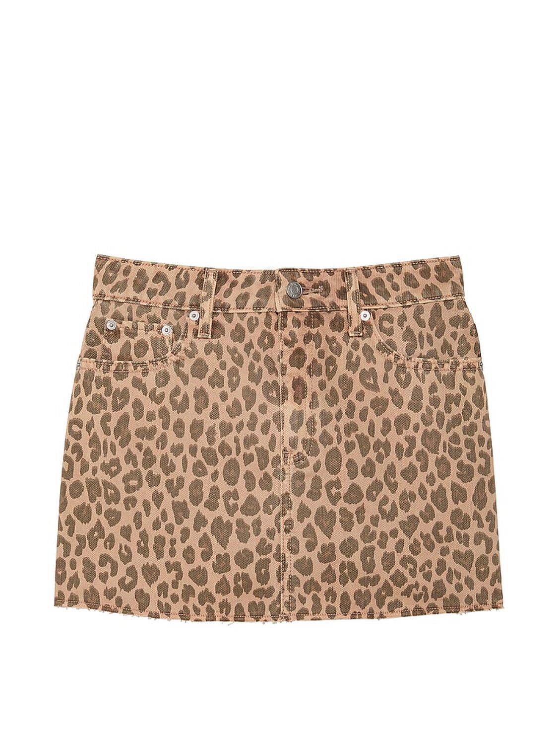 vs Pink Denim by PINK Mid-Rise Jean Skirt Leopard 3 of 3 