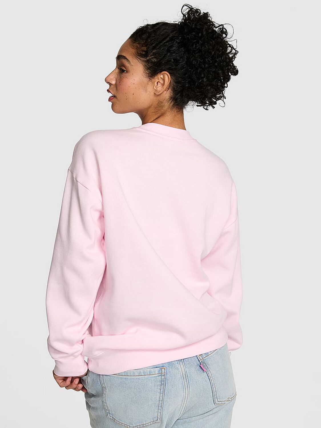 vs Pink Campus Fleece&trade; Oversized Crew Sweatshirt Pink Tulip Vday 2 of 3 