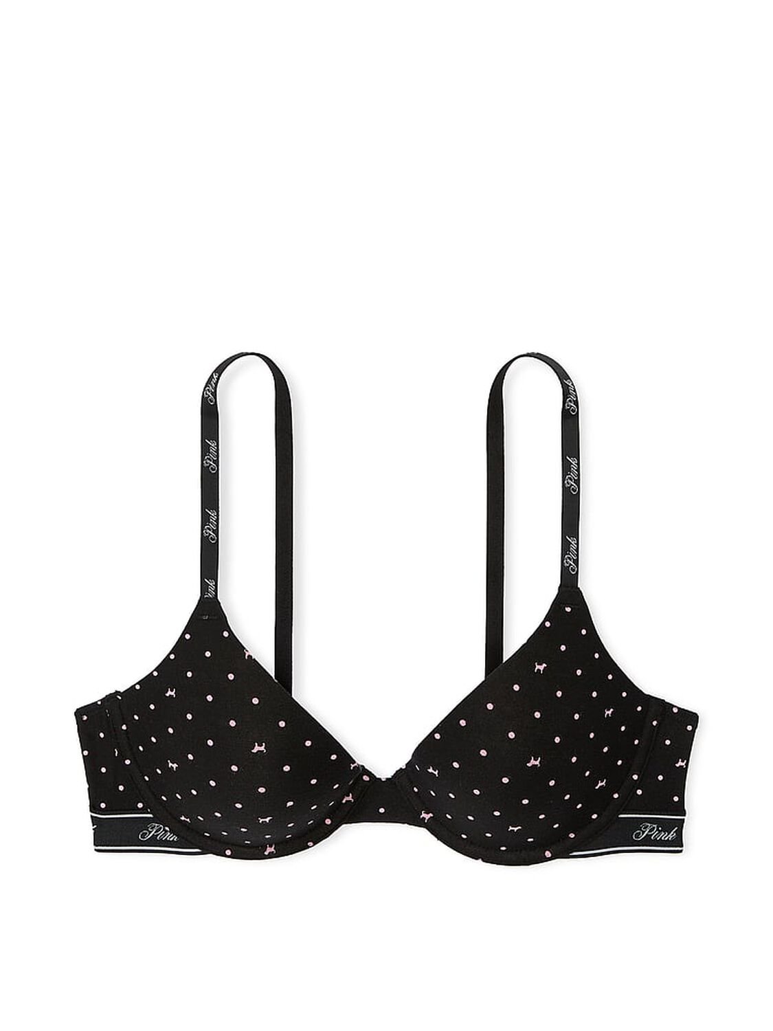 vs Pink Wear Everywhere Wear Everywhere Lightly Lined T-Shirt Bra Black Dot Dog Print 3 of 4 