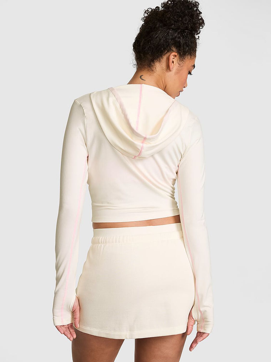 vs Pink All-Day Cotton&trade; Full-Zip Hoodie Cozy White 2 of 3 
