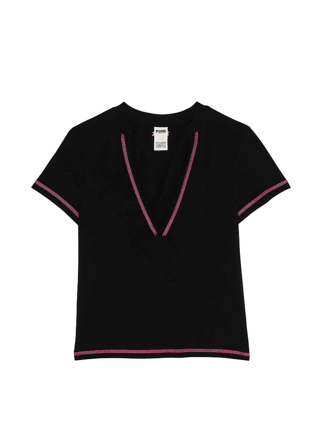 vs Pink All-Day Cotton Plunge Cropped Top Pure Black 2 of 3 